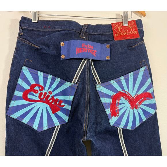 Evisu Heritage Selvedge Jeans 34x32 – Rare Painted Pocket Japanese Denim - Picture 5 of 15